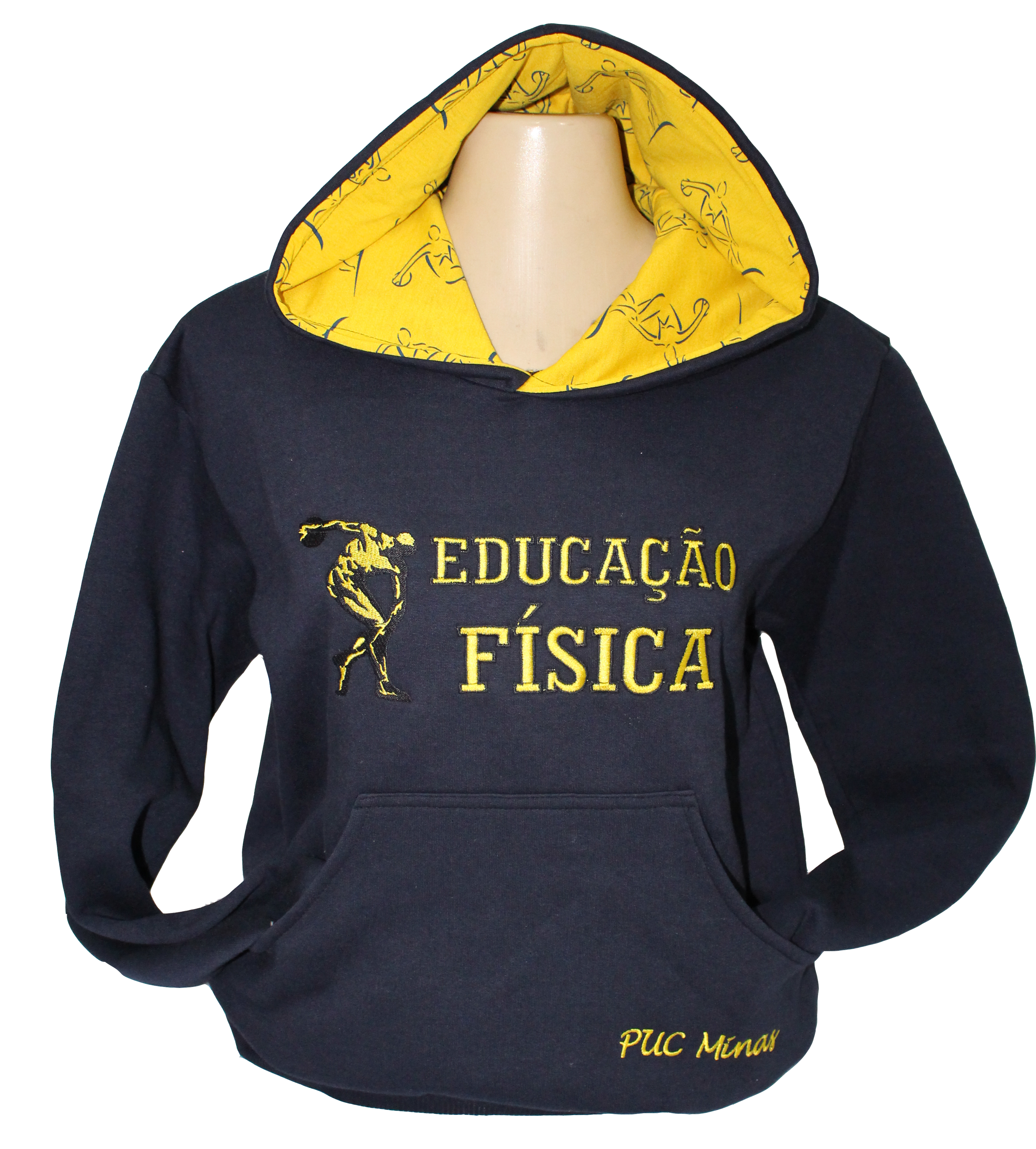 Moletom felpado modelo canguru, com dois bordados na frente