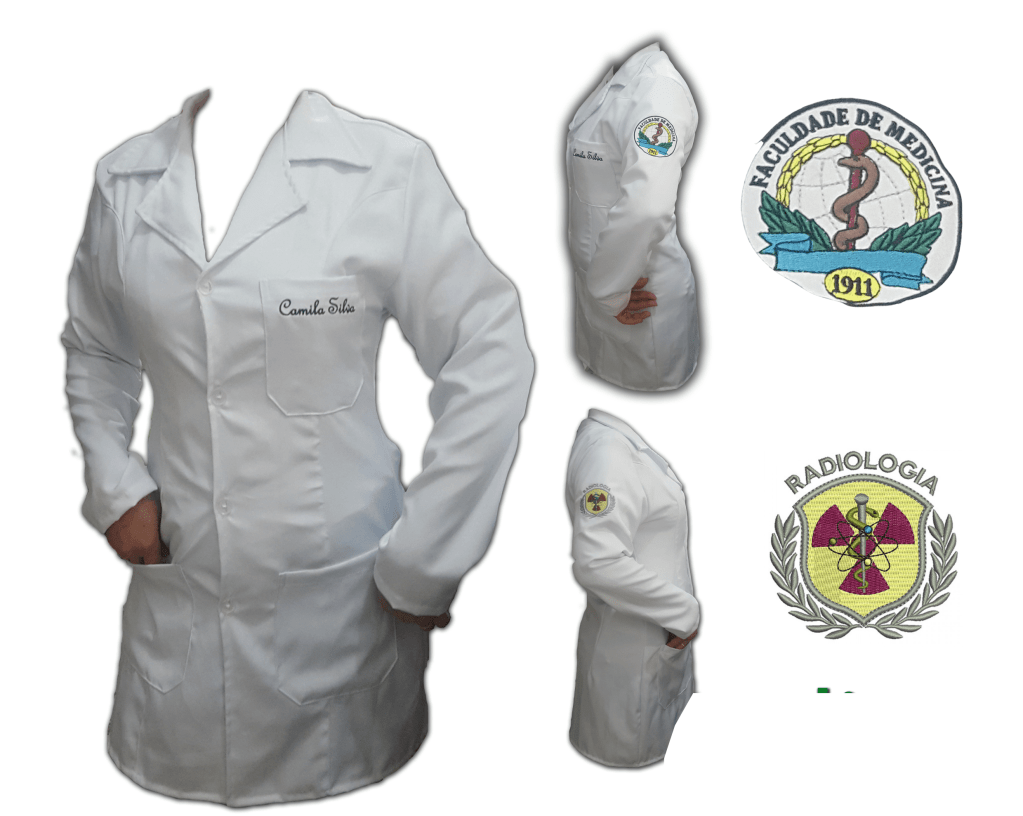 Jaleco Gola V Tradicional, em gabardine, bordado