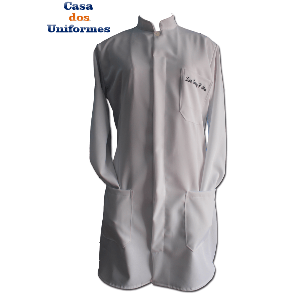 Jaleco branco bordado gabardine