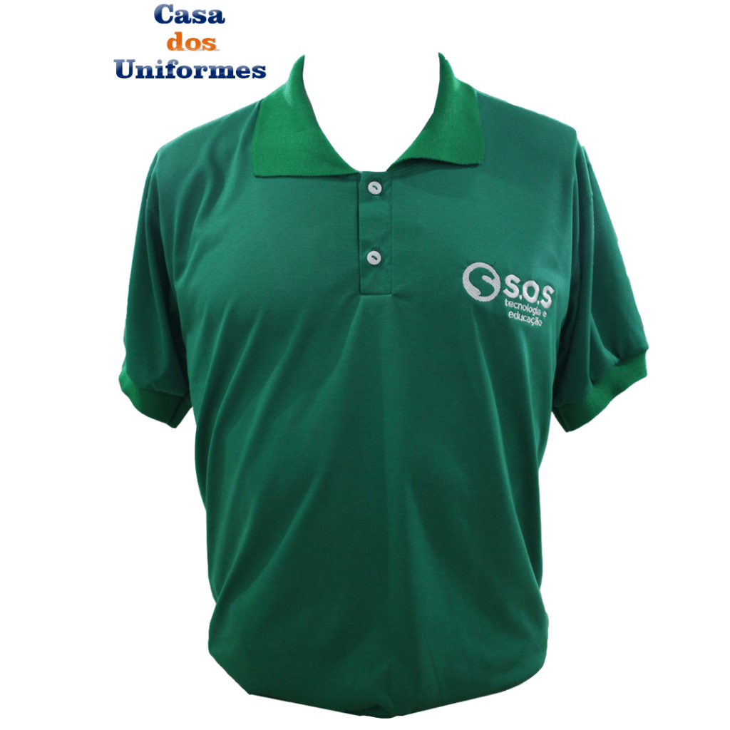 camisa polo verde em pv bordada