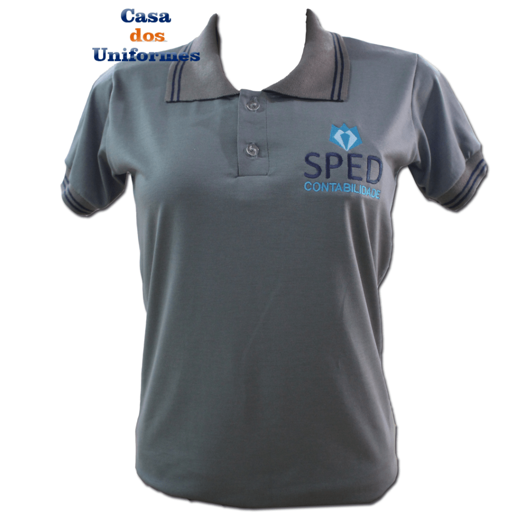 Camisa cinza polo em pv