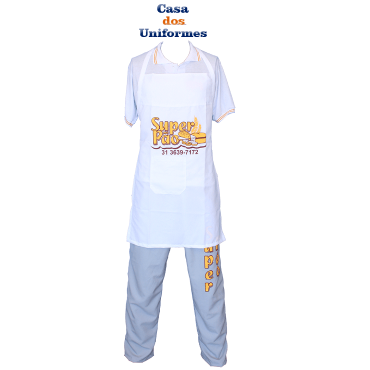 avental branco de padaria