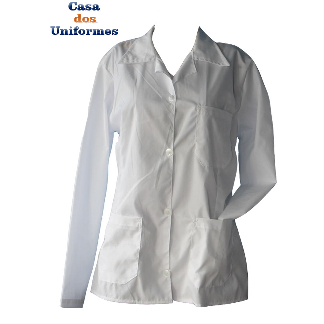 jaleco branco tricoline 100% algodão