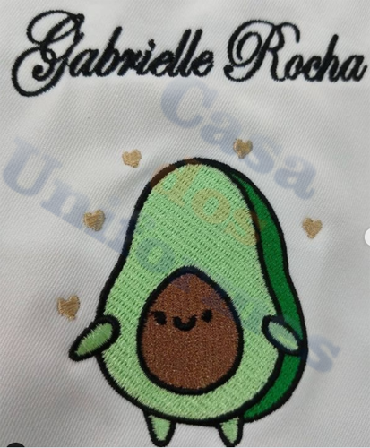 Bordado personalizado em jaleco com abacate